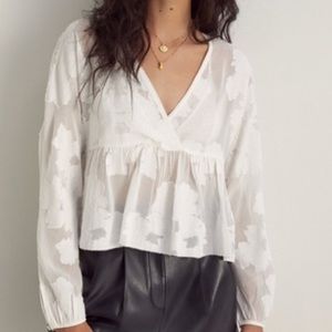 Aritzia Wilfred White Peplum Blouse Size XS